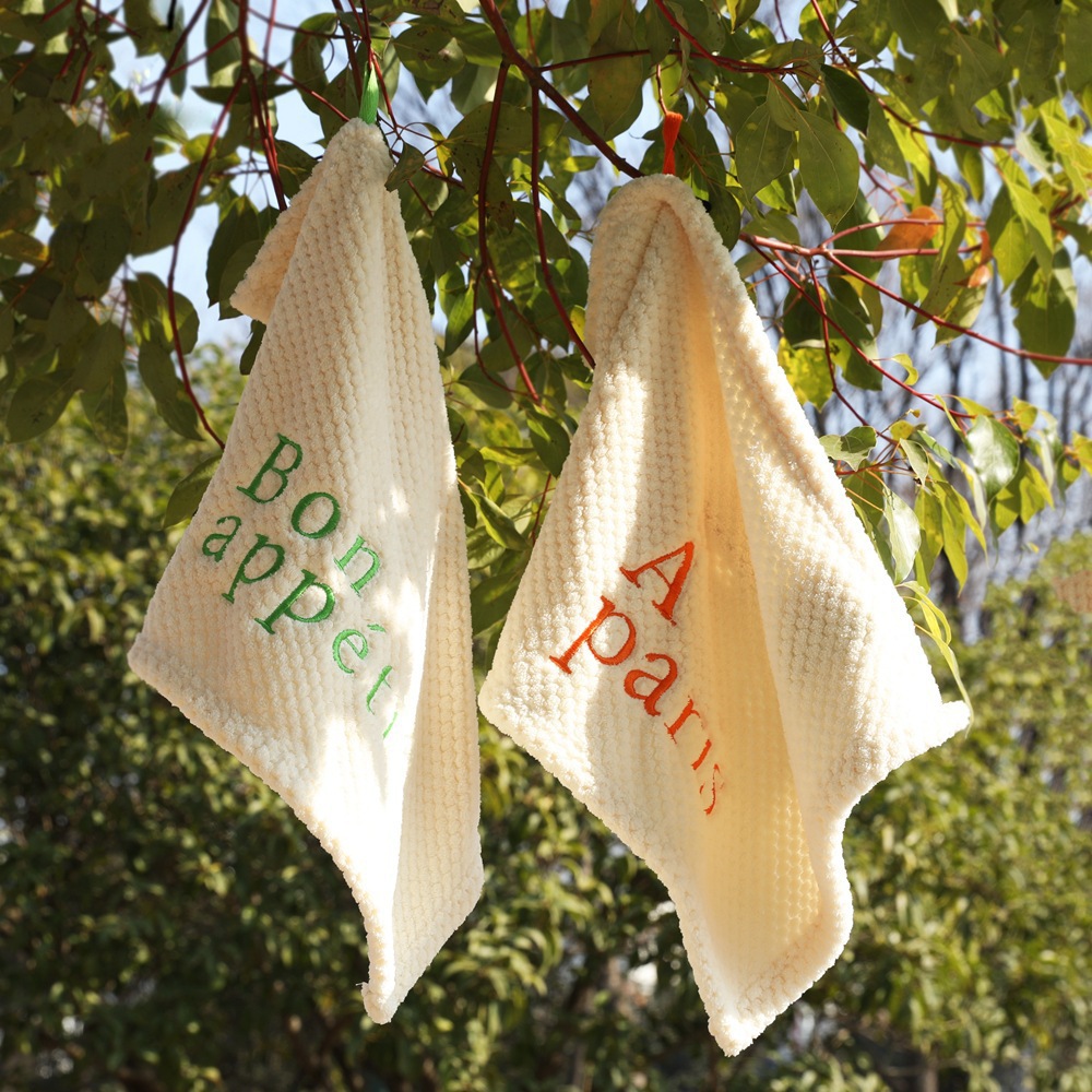 Hanging letter embroidered hand towel, soft absorbent hand towel, kitchen bathroom hand towel, hand towel for delivery