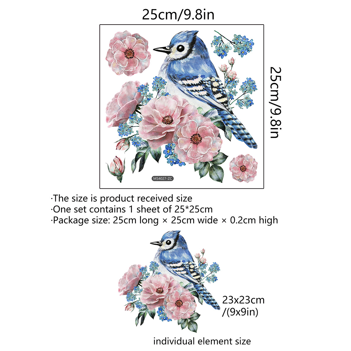 MS4127 New Bird Flower toilet stickers toilet decorative stickers creative wall stickers self-adhesive pvc