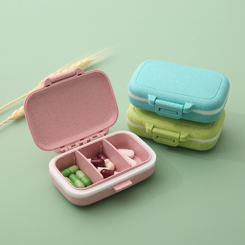 Portable mini medicine box moisture-proof medicine box rectangular three-compartment medicine box morning, middle and evening medicine storage box wholesale