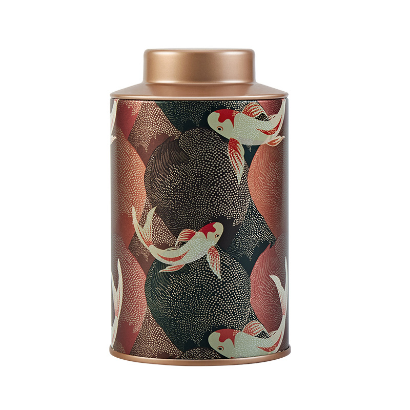 National tide round tea cans tinplate metal sealed cans black tea green tea universal tea empty packaging spot wholesale