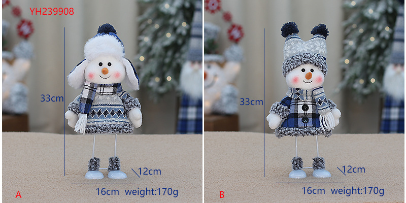 Weihnachten Blau Serie schneemann stoff puppe Lei Feng hut ski puppe Weihnachten puppe fenster dekoration_voghion.com
