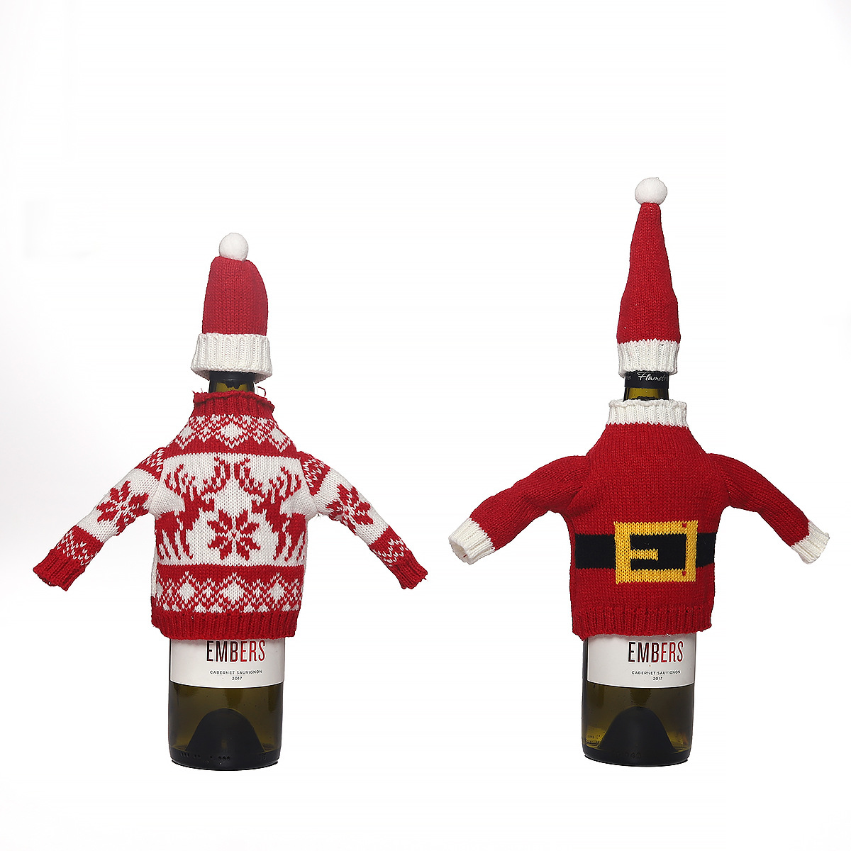 Decorações de Natal lã acrílica malha velha garrafa de vinho conjunto restaurante atmosfera layout adereços_voghion.com