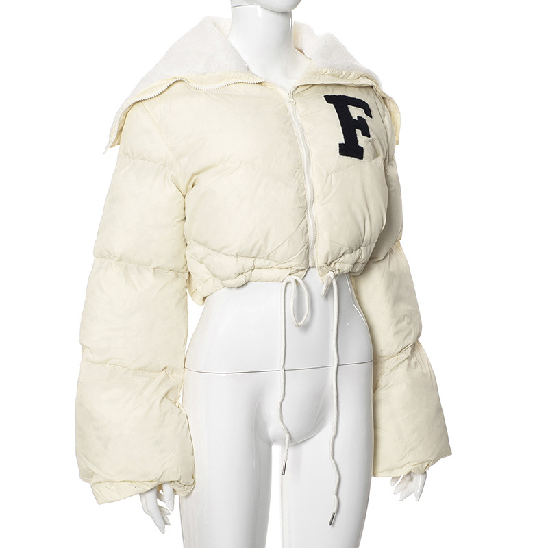 Q22TP392 European and American women's clothing 2022 autumn and winter New Fashion solid color embroidery North American small stand collar casual cot_voghion.com