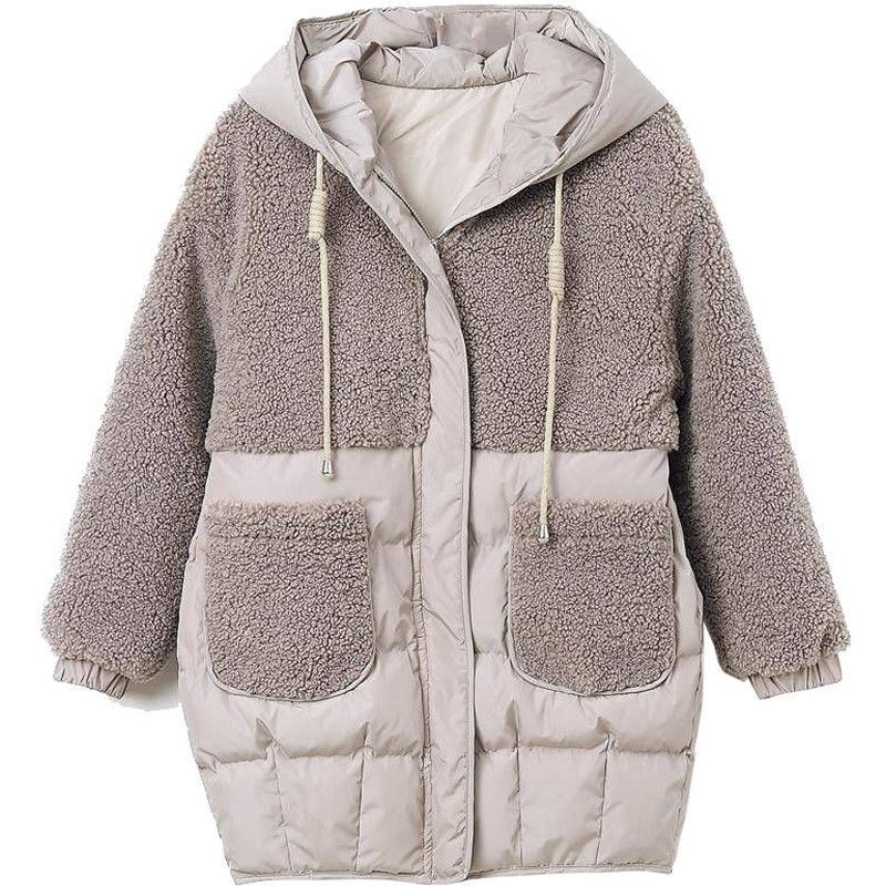 2023 nuovo inverno ispessito di media lunghezza stile coreano ampio taglie forti giacca imbottita in cotone con cuciture alla moda giacca imbottita in cotone di lana di agnello_voghion.com