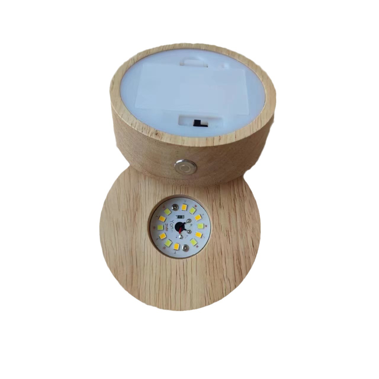 Yonii LED solid wood night light 3 7th battery AAA wireless round solid wood luminous base warm lamp