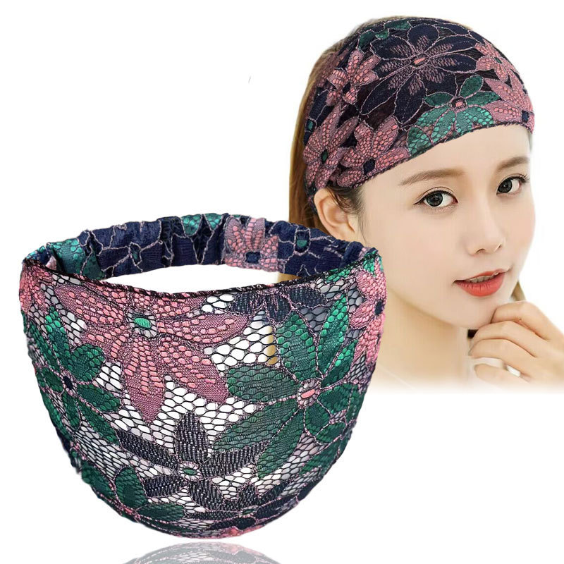 Lace wide-brimmed white hair band female Net red out headscarf South Korea summer simple temperament headdress retro headband