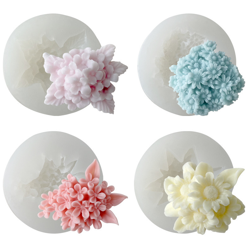 複数の花のシリカゲル金型diyチョコレートの砂糖バラの花の滴ゴム香薫石膏ろうそく金型|undefined