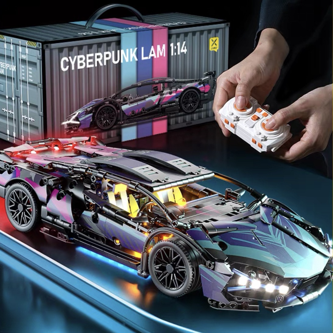 Compatible with LEGO bricks Cyberpunk 911 Lambo Star Gini sports car children's toy remote control car model