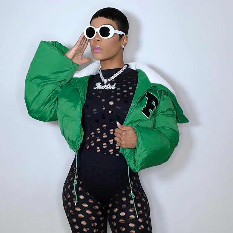 Q22TP392 European and American women's clothing 2022 autumn and winter New Fashion solid color embroidery North American small stand collar casual cot_voghion.com