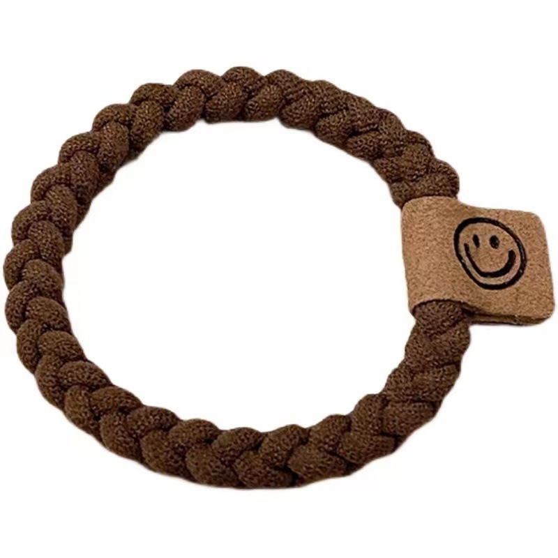 Korean Style Simple Smiley Face High Elastic Head Rope Women's Ball Head Rubber Band Hair Band Milk Curry Color Thick Hair Rope Headwear
