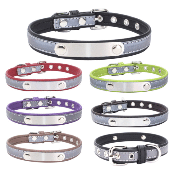 Cross-border Explosions Reflective Pet Collar Engraving Anti-lost Small and Medium-sized Dog Traction Rope Microfiber Cat Scarf
