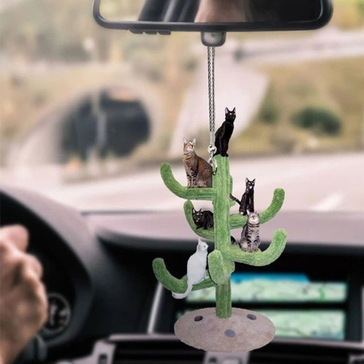 Cute cat car kitten pendant small lazy cat sleeping sofa car hanging Car Rearview Mirror decorations