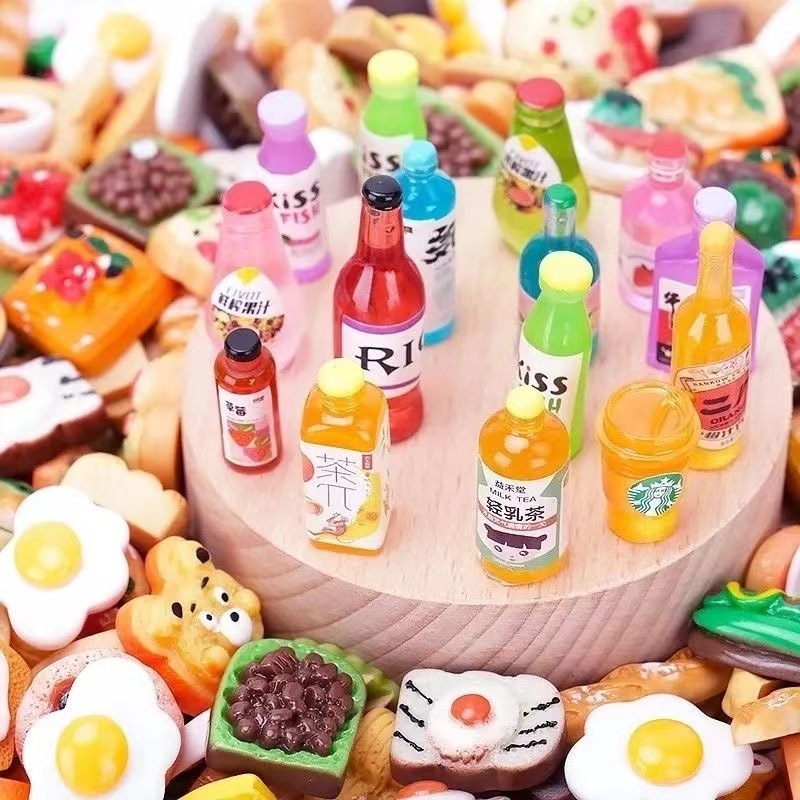 Mini supermarket simulation bottle drink miniature convenience store resin food and play Express box wrapped doll machine blind box