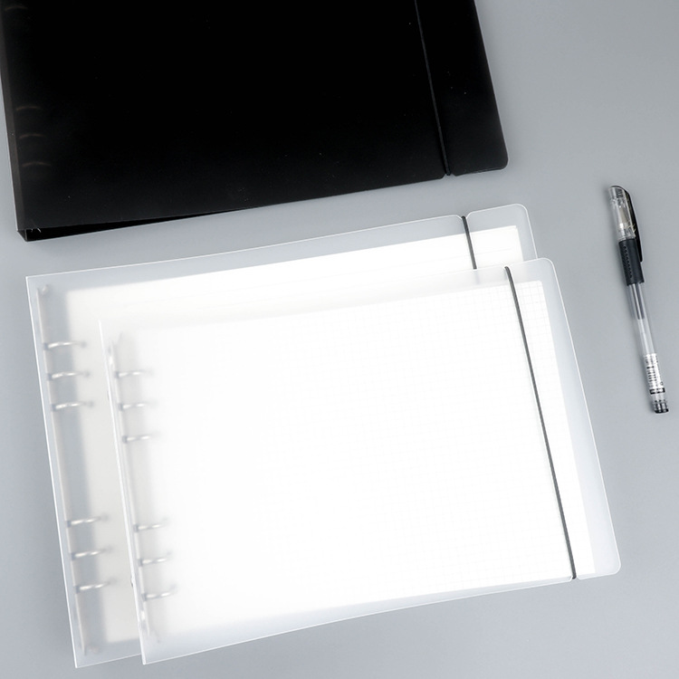 6010 New pp loose-leaf folder shell transparent horizontal folder A4B5 perforated test paper hand account storage folder
