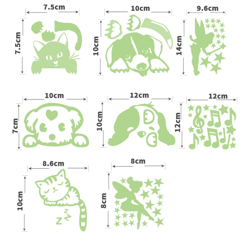 発光ステッカーホームルームの装飾猫妖精スイッチリマインダー光ウォールステッカー光る壁デカール|undefined