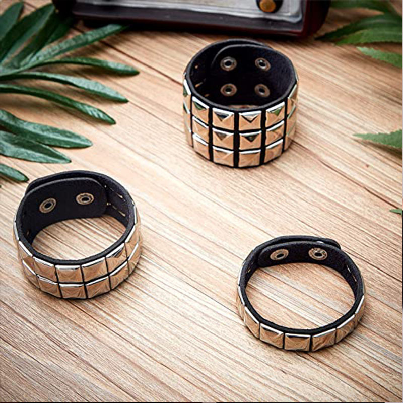 Bracciale Rivetto Unisex Rivetto Bracciale Quadrato Perline Moda Casual Punk Bracciale Decorazione Esplosioni Transfrontaliere_voghion.com