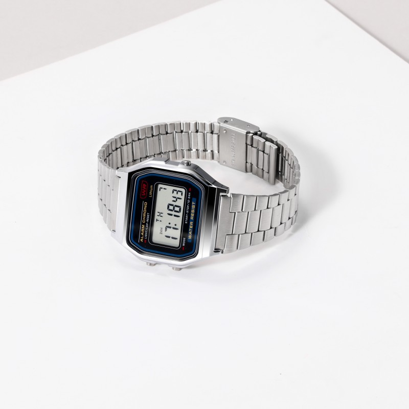 Suitable for A158W/F91W/AE1200 watch strap three-plant stainless steel metal steel strap men's and women's watch strap 18mm