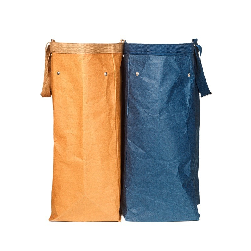 Biodegradable washed Kraft paper storage bag laundry basket toy bedroom clothes hot pot shop RV organizing large space