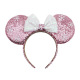 Pink hairband white bow snowflake