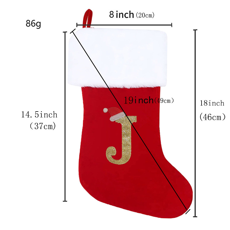 Large Christmas socks Christmas decorative embroidered letter knitted Christmas socks letter socks Christmas pendant gift bag