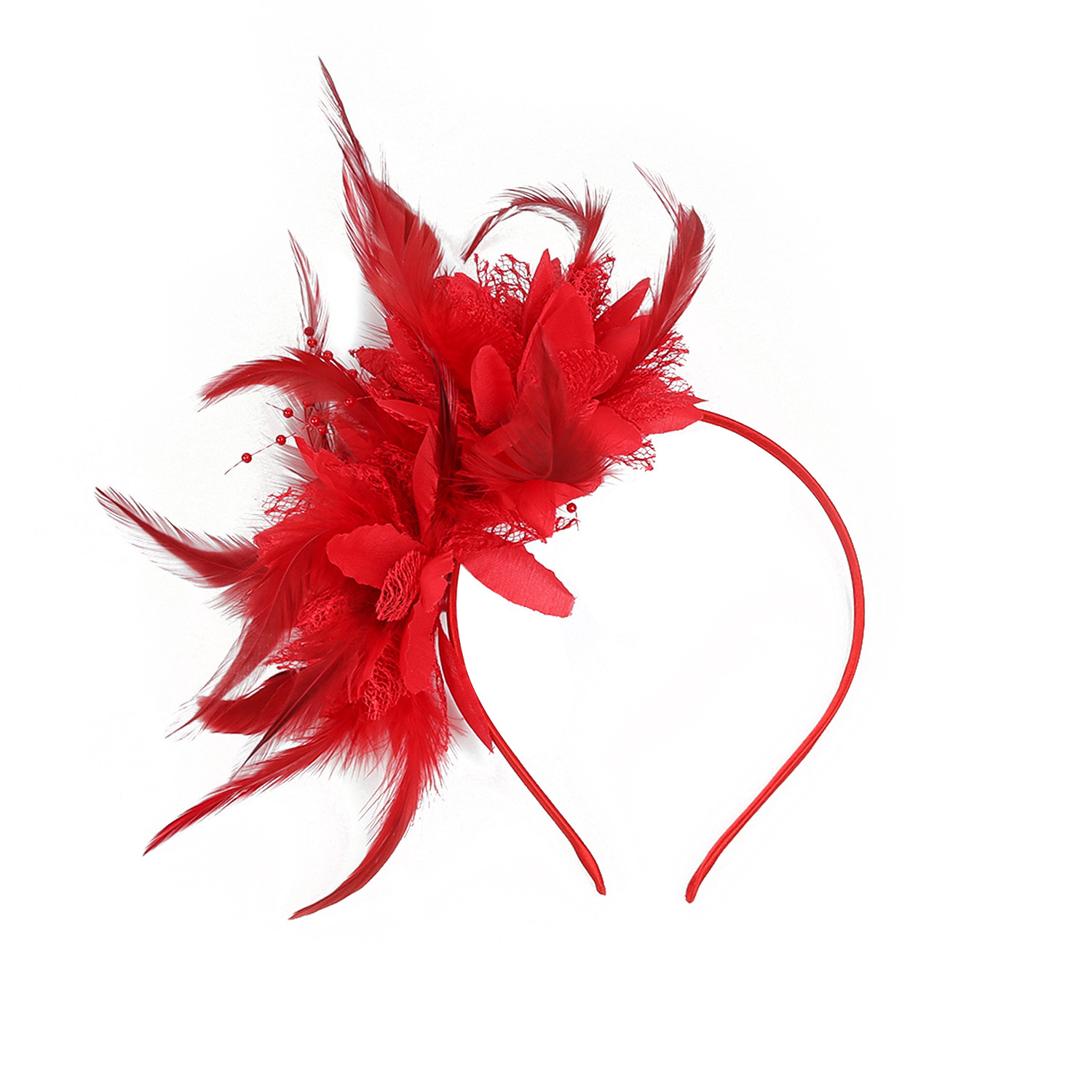 European and American Explosions Amazon Feather Headwear Bridal Mesh Hair Accessories Party Prom Topper Jockey Club Headband Hair Accessories
