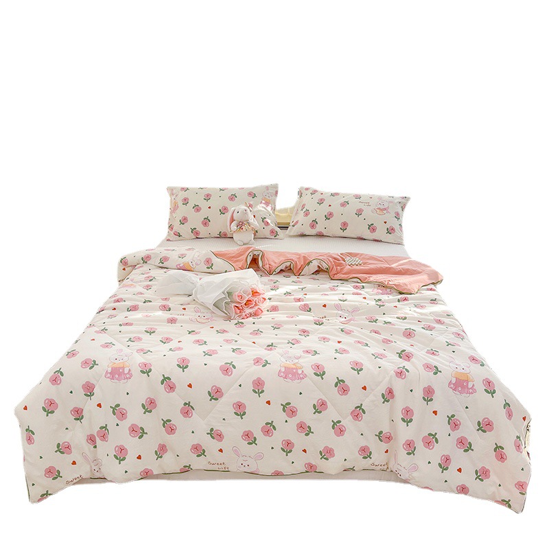 Spring and summer new printed washed double-layer yarn soybean fiber summer bedding air conditioning bedding summer thin bedding live wholesale generation