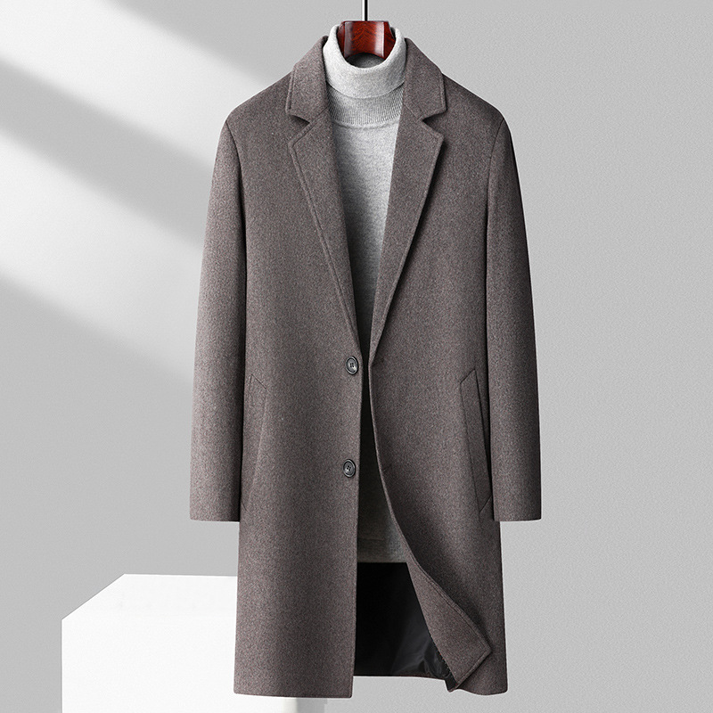 Winter mid-length woolen coat men's Korean-style British-style thickened windbreaker high-grade cashmere woolen coat trendy