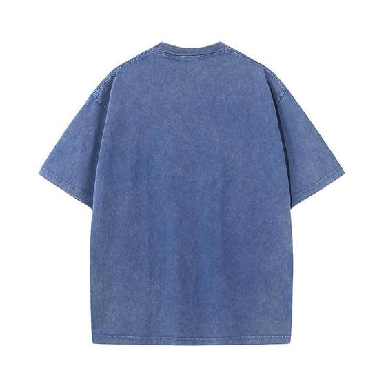 Cross-border Washed Used T-shirt Trendy Brand Pure Cotton Batik Vintage Fried Snowflake Washed Loose Short-sleeved oversiz Printing