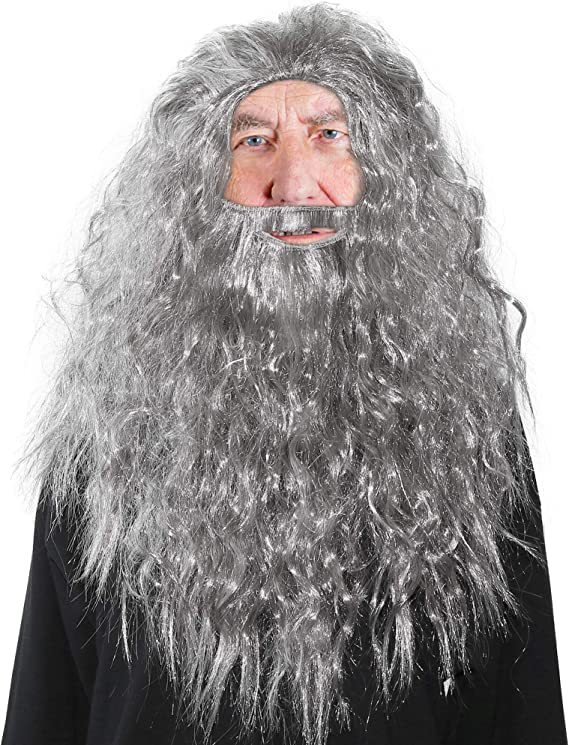 Christmas Grandpa Wig Beard Wizard Wigs Beard Suit Lord of the Rings Gandalf Wigs Beard