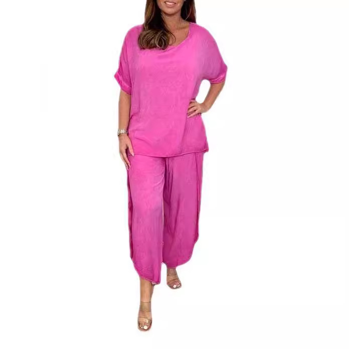 2023 independent station summer new women's fashion solid color loose leisure suit