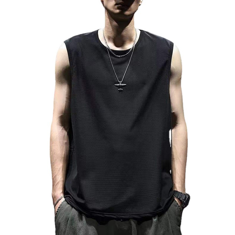 Summer Mesh Vest Men's Loose Large Size Ice Silk Quick-drying Waistcoat Men's Group Sports Fitness Basketball Sleeveless T-shirt