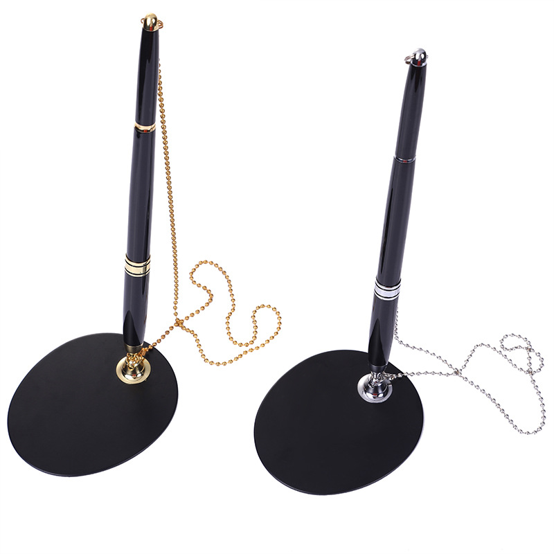 Vertical desk pen Bank Hotel counter fixed sign pen chain anti-loss design metal business advertising pen
