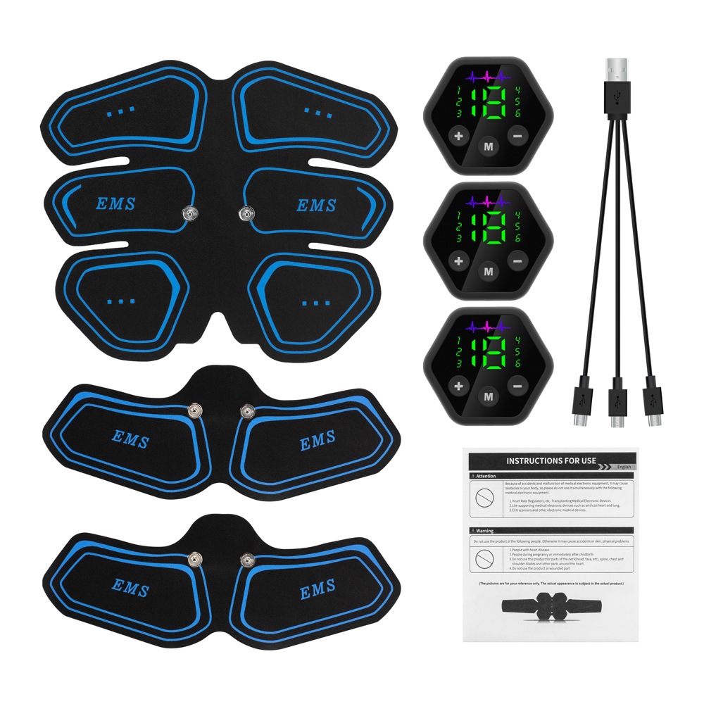 Factory direct supply Amazon digital display abdominal muscle stickers EMS muscle massage stickers outdoor sports abdominal fitness device