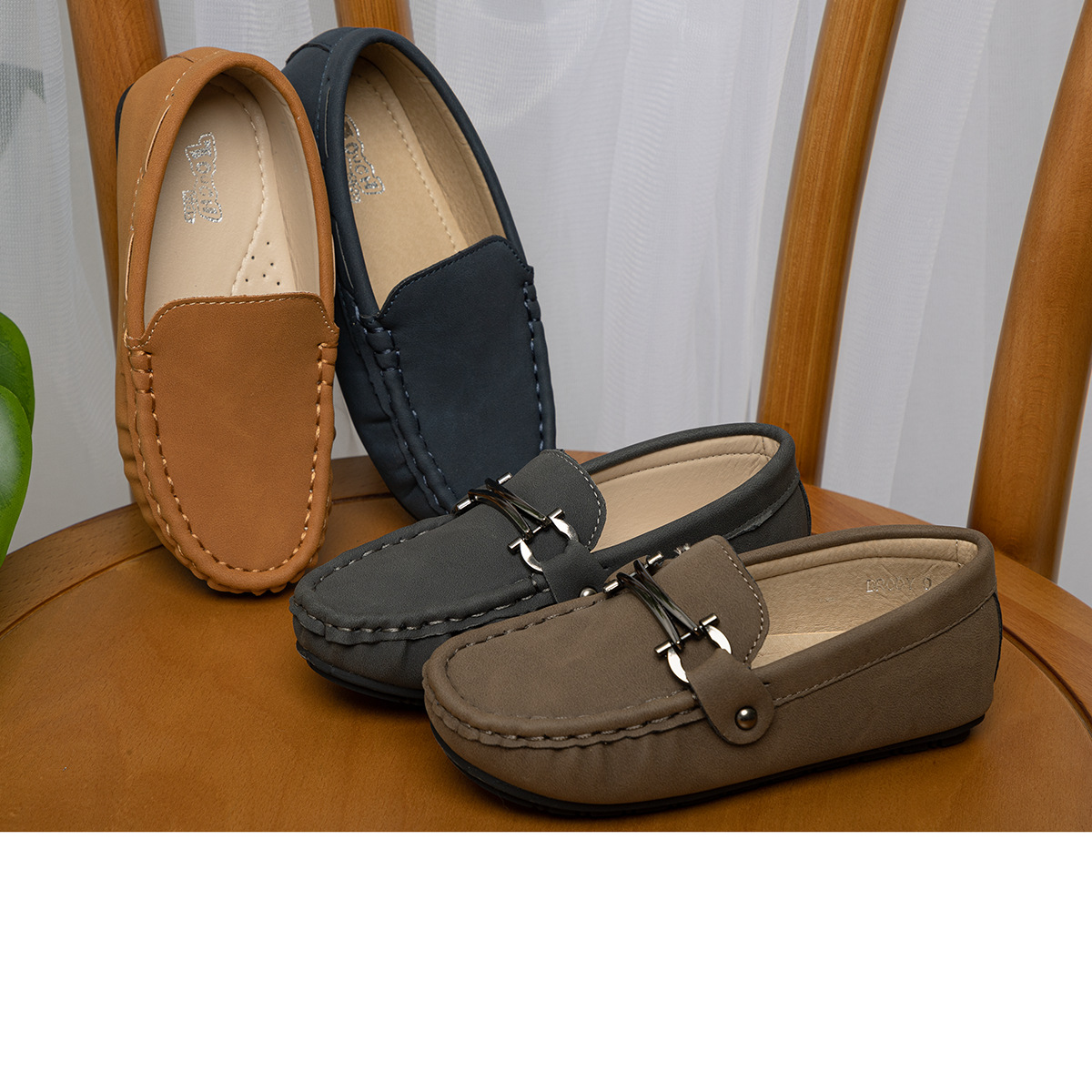 Cross-border Explosions Autumn and Winter Korean Style Trendy Boy's Bean Shoes Soft Sole Non-slip Comfortable Casual Children's Shoes Children's Small Leather Shoes