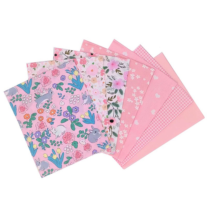 7 pieces of cotton pink floral cloth cotton twill printed fabric DIY hand patchwork group spot wholesale