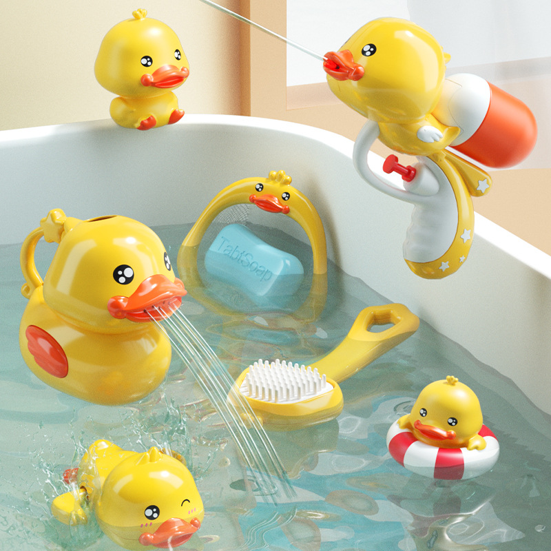 Children's little yellow duck bath toy bathroom spray water gun shower swimming baby infant wholesale summer