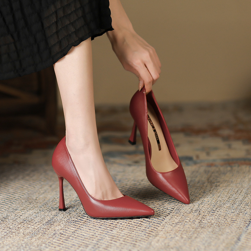 988A Pointed Toe Single Shoes for Women 2025 New Arrival Stiletto Shallow French Pointed Toe Professional Elegant Fashion High Heels