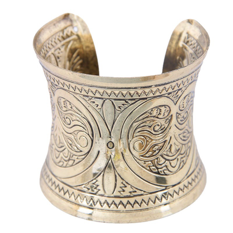 European and American style retro fashion classic carved wide bracelet women's titanium steel bracelet bracelet exaggerated jewelry wholesale 0412