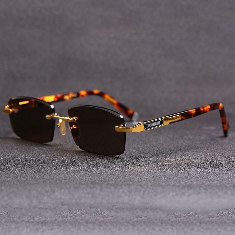Crystal glasses men's imitation crystal high-end rimless stone sunglasses cool eye protection men's stone mirror explosive wholesale
