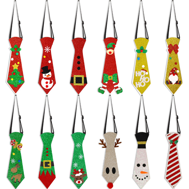 アマゾンの新しいフェルトクリスマスネクタイクリスマス装飾品雪だるまヘラジカクリスマスツリーネクタイパーティー装飾|undefined
