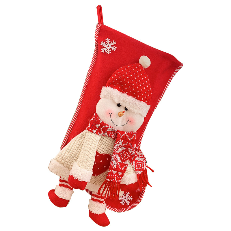 Christmas decorations knitted three-dimensional old man snowman gift bag Christmas tree decoration candy bag