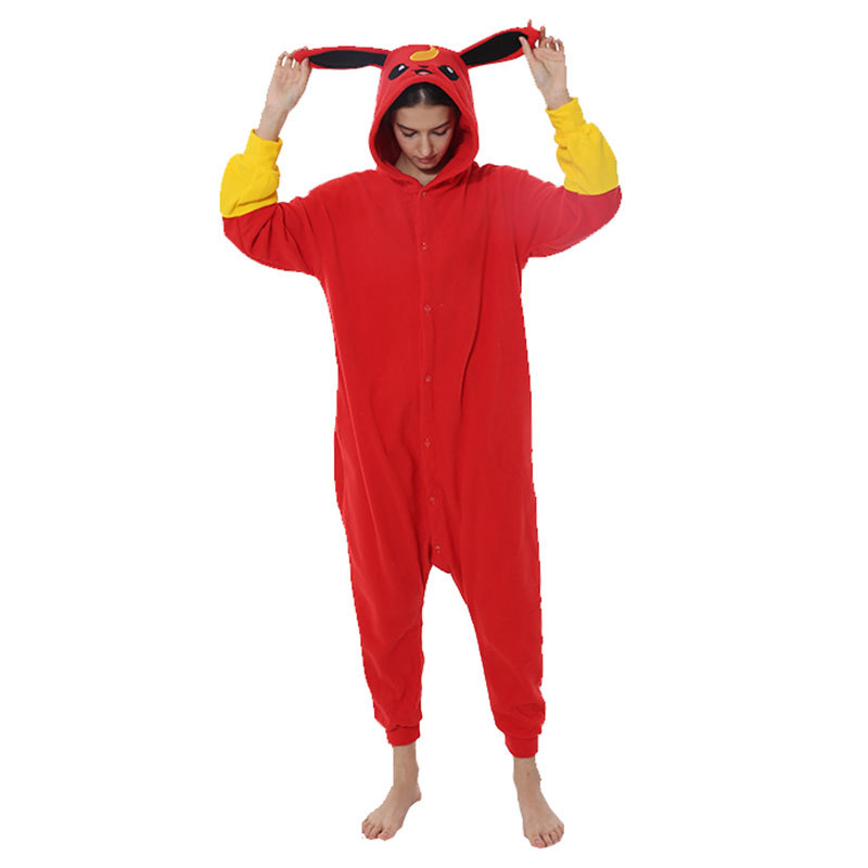 Factory wholesale Halloween cartoon one-piece pajamas polar fleece Ibe animal series couple's home clothes