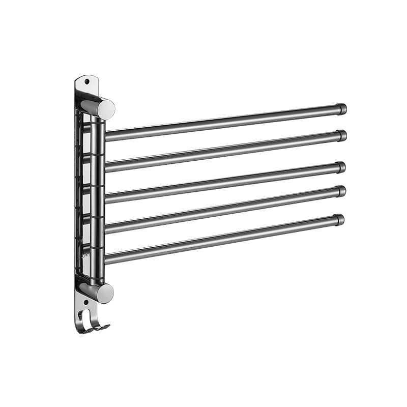 304 Thickened Stainless Steel Movable Bar Hotel Shower Room Rotating Towel Bar Cross-border Storage Folding Towel Bar