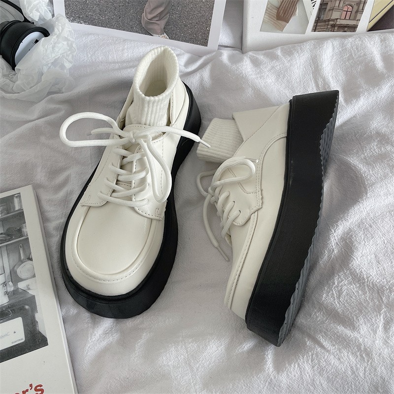 British Style Small Leather Shoes Women's Spring and Autumn 2023 New Style High-Sole High-Sole Japanese Style Mary Jane Big Head Shoes Trendy