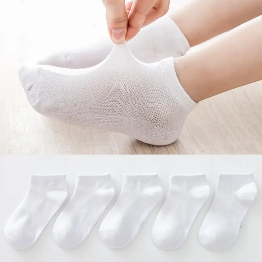 Children's Cotton Boat Socks Cotton Socks Short Socks Sweat Absorbing Breathable Grey Bottom Children's Socks White Socks