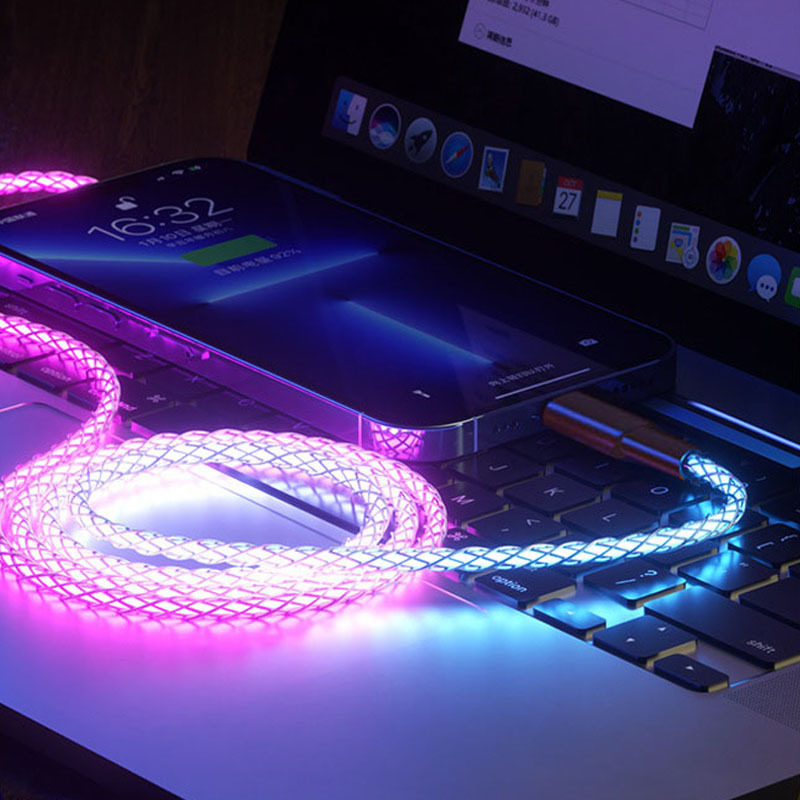 RGB data line car luminous breathing gradient PD super fast charge for Apple Android TypeC data line