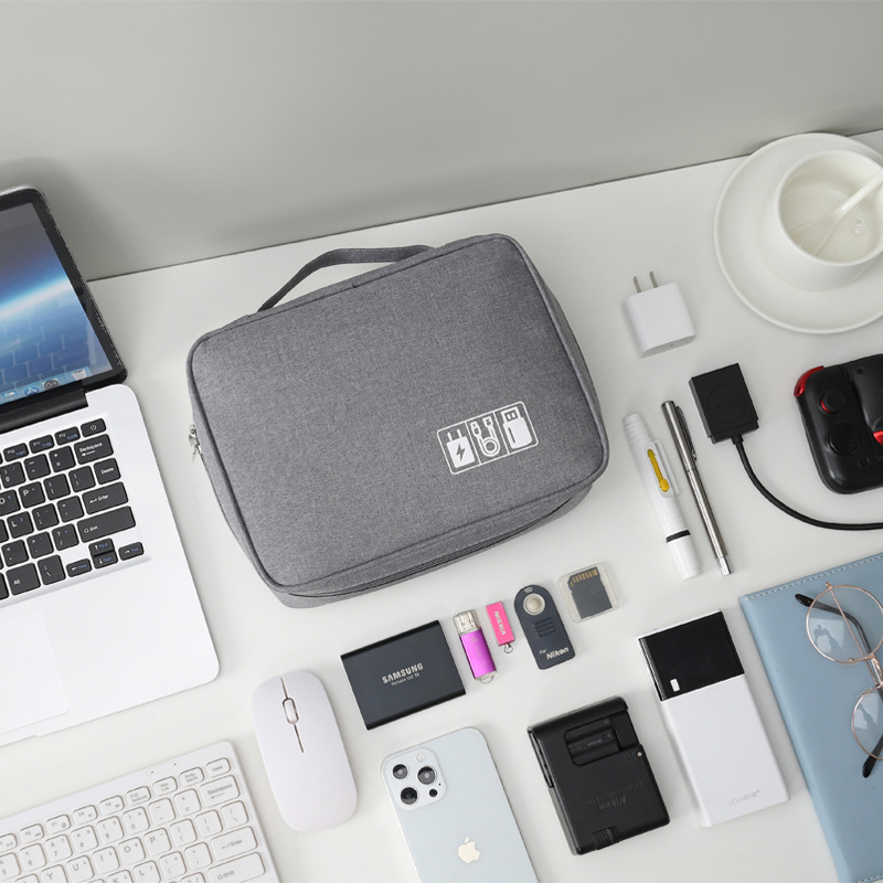 Portable cosmetic bag multi-purpose data packet large capacity charging treasure mobile power simple wind storage bag finishing bag