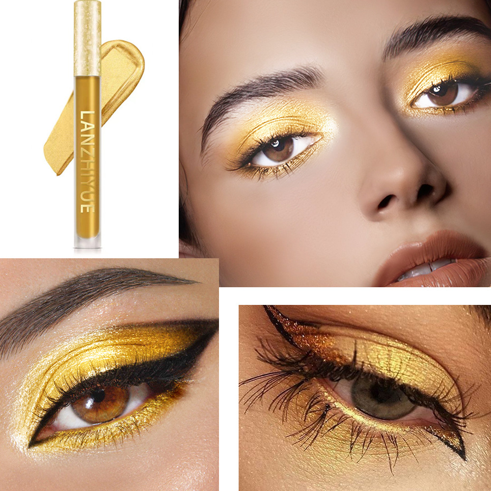 Cross-border hot LANZHIYUE gold liquid eye shadow liquid mermaid Ji European and American Pearl fine shining eye shadow Liquid Lip Glaze