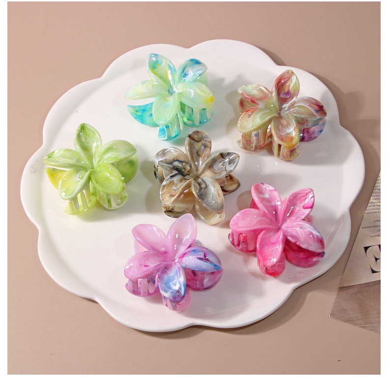 Marble Crown Cross-border Flower Clip Fashion Two-color European and American Petal Shark Clip_voghion.com