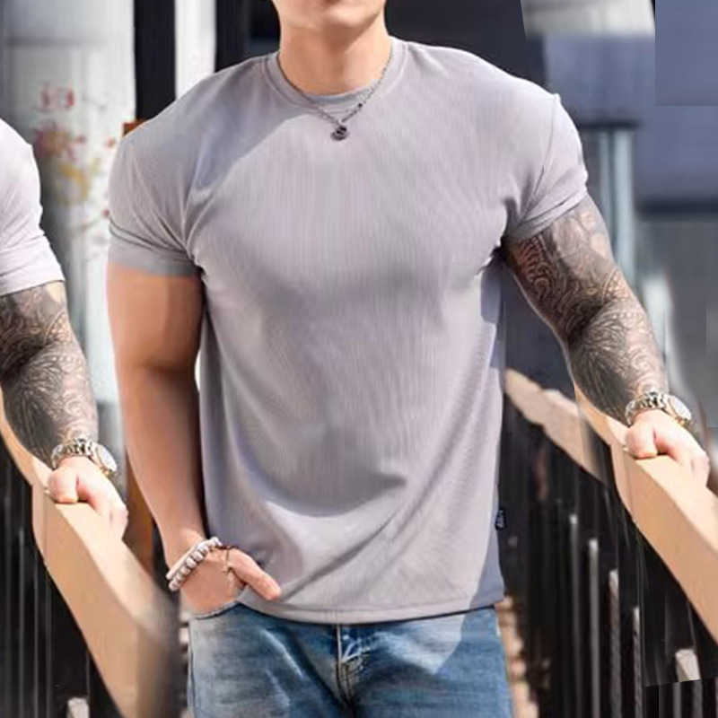 Summer new 280g heavy texture shoulder pad sleeve large anti-wrinkle quick-drying fitness clothing sports short sleeve T-shirt men